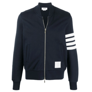 Thom Browne Loopback Terry Engineered 4-Bar Bomber Jacket Navy
