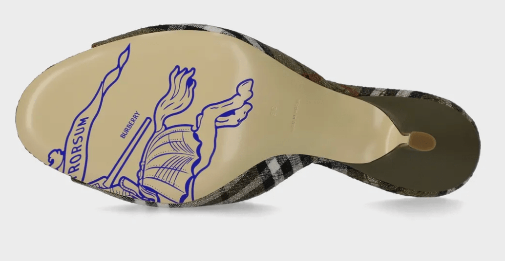 (W) Burberry Check Sandals Heels Khaki