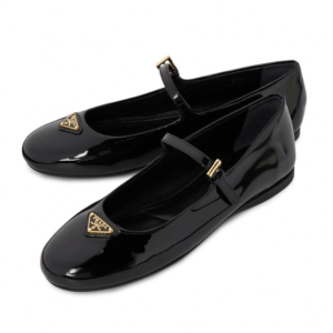 (W) Prada Patent Leather Ballerinas Black