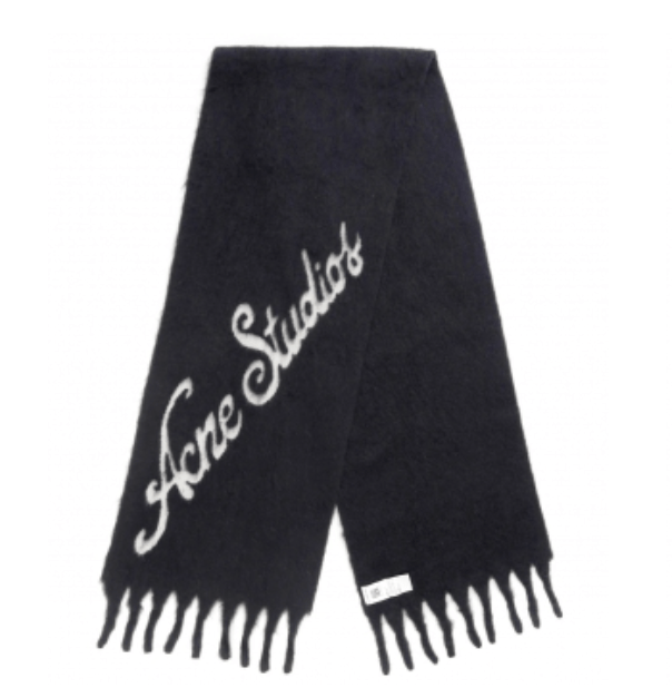 Acne Studios Wool Logo Muffler Black Grey