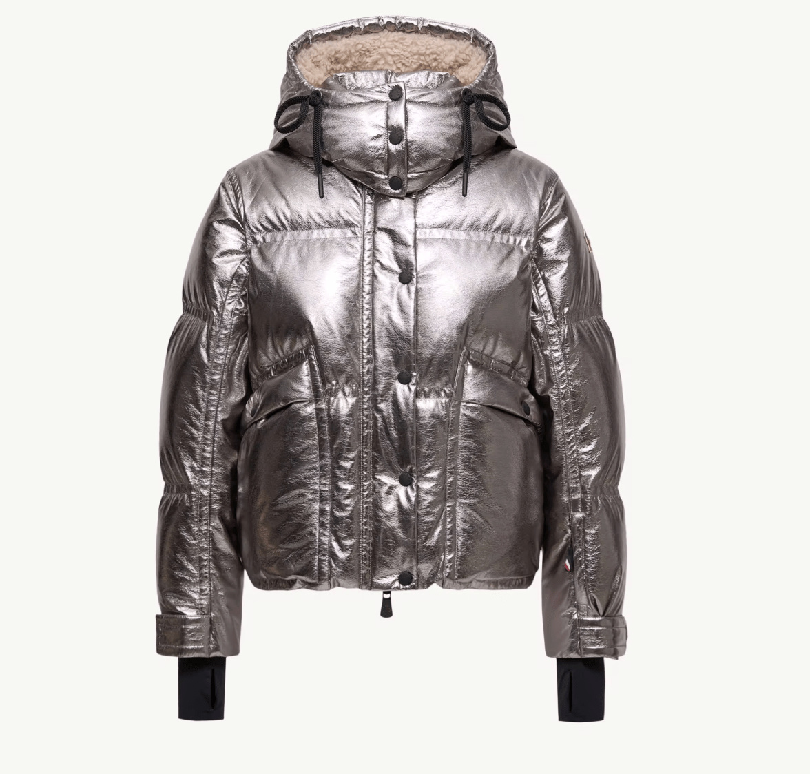 Silver Calaque Metallic Hooded Down Ski Jacket - Short Down