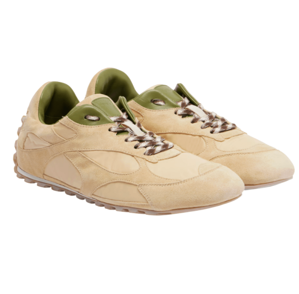Beige suede and fabric Orbit sneakers