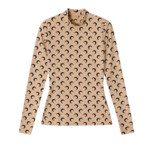 Marine Serre Regenerated All Over Moon Jersey Second Skin Top Tan Moon