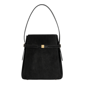 Belted Suede Bucket Bag
