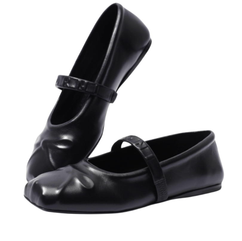 Black Leather Ballet Flats Marni 