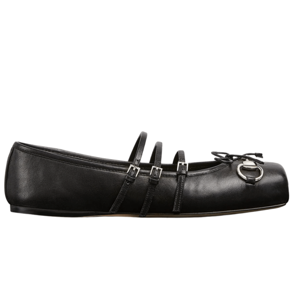 (W) Gucci Horsebit Ballet Flat Black