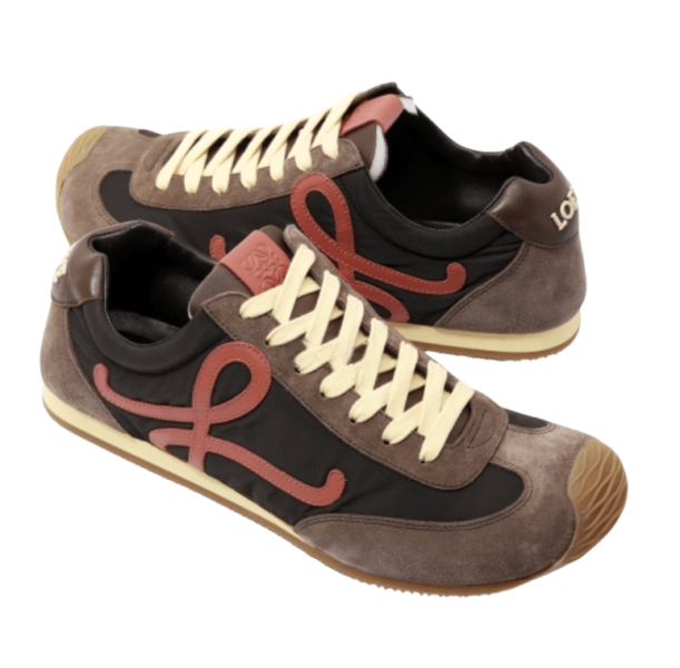 Ballet Runner 2.0 in nylon and calfskin Brown