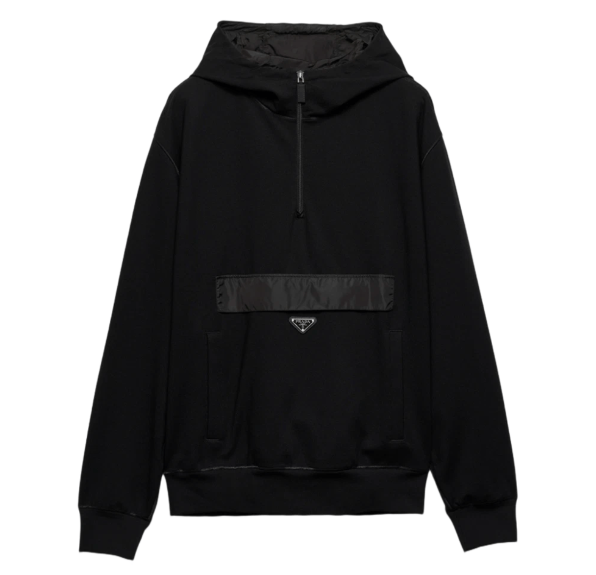 Prada Technical Jersey Hoodie Black