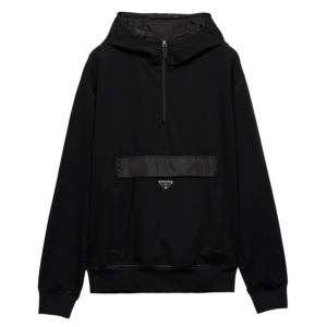 Prada Technical Jersey Hoodie Black