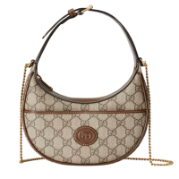 Gucci Half Moon Shaped Mini Bag with Interlocking G Beige Ebony