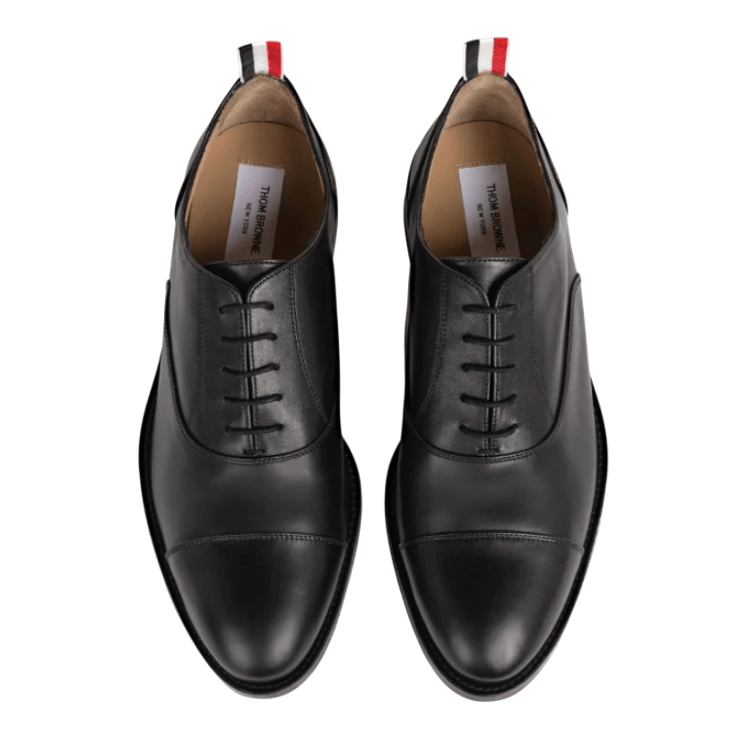 Thom Browne Vitello Calf Leather Cap Toe Oxford Black