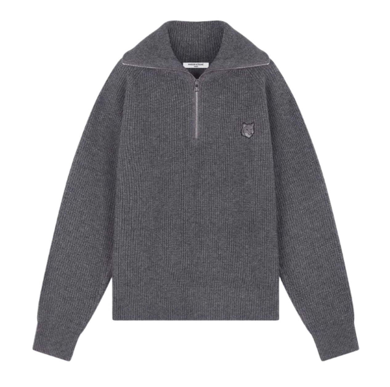 BOLD FOX HEAD PATCH HALF ZIP RIBBED JUMPER 