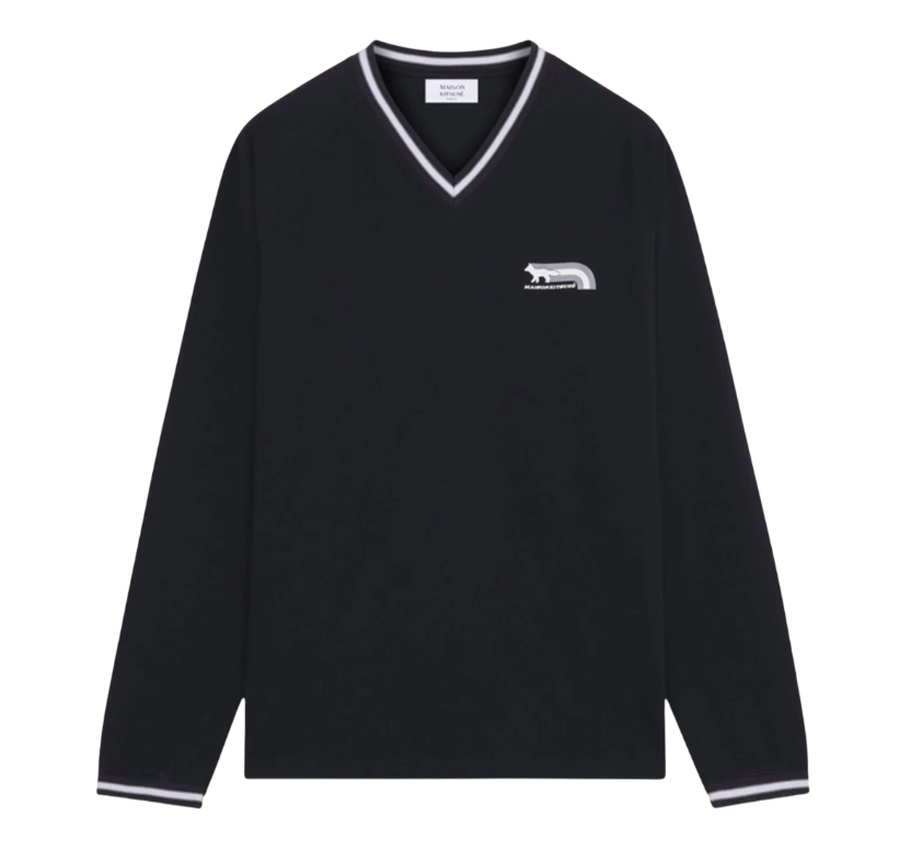 Maison Kitsune Flash Fox Raglan L/S T-Shirt Black