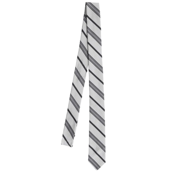 Thom Browne Classic in Variegated Rep Stripe Silk Cotton Jacquard Tie Medium Grey