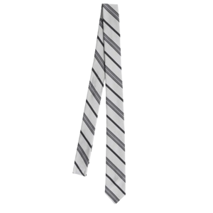 Thom Browne Classic in Variegated Rep Stripe Silk Cotton Jacquard Tie Medium Grey