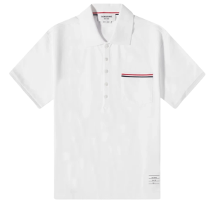 Thom Browne RWB Pocket Trim Pique Polo Shirt White