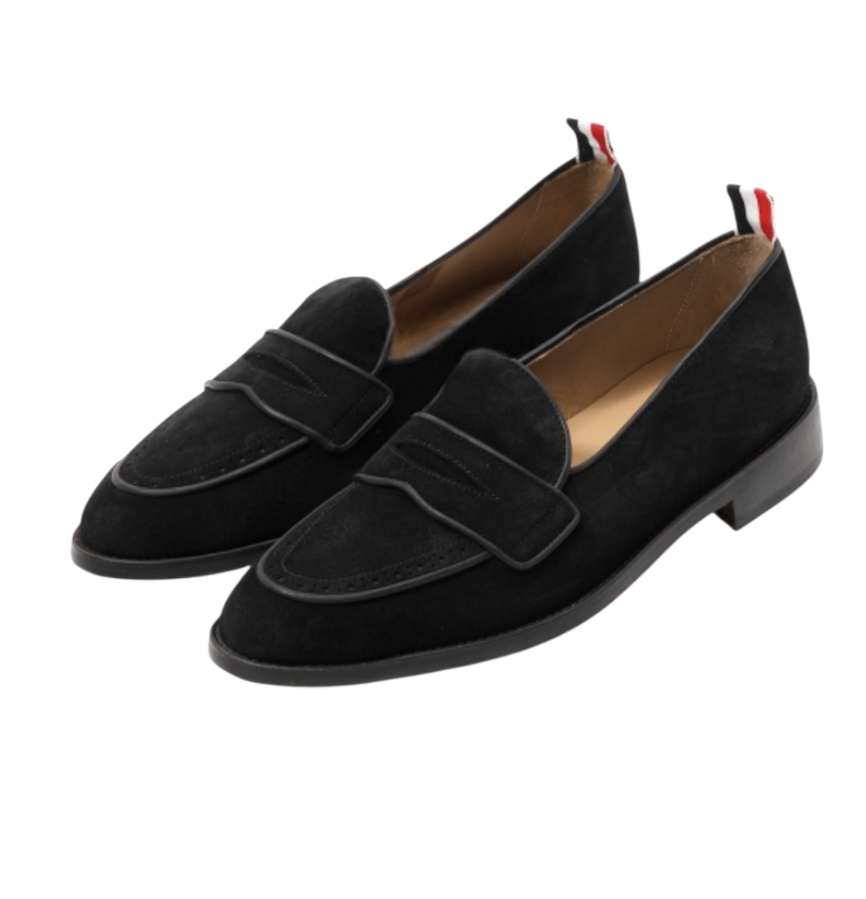 Suede Varsity Penny Loafer Black