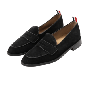 Suede Varsity Penny Loafer Black