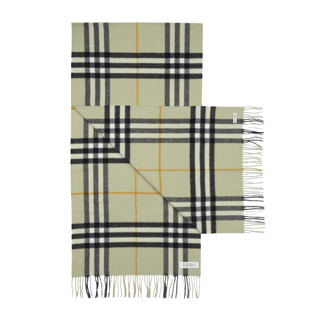 Burberry Wide Check Cashmere Muffler Light Sage