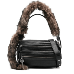 ACNE STUDIOS shearling-trimmed leather shoulder bag