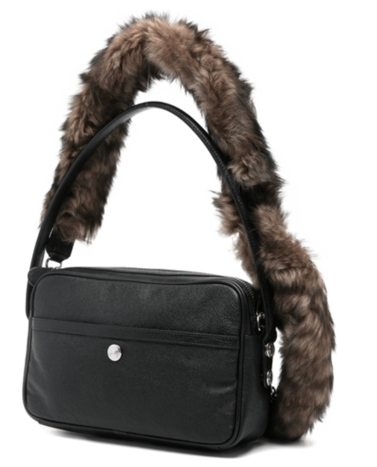 ACNE STUDIOS shearling-trimmed leather shoulder bag