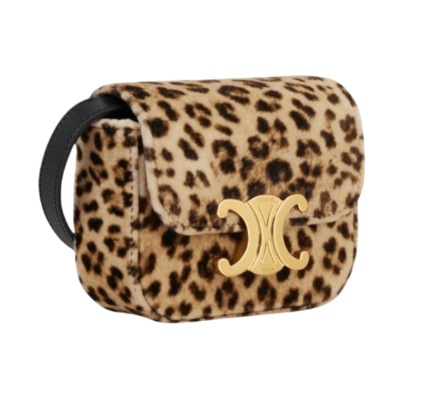 Celine Mini Claude in Velvet with Leopard Print Leopard