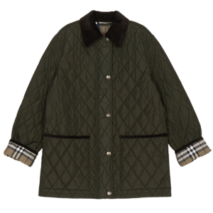 (W) Burberry Broadway Quilted Barn Jacket Khaki