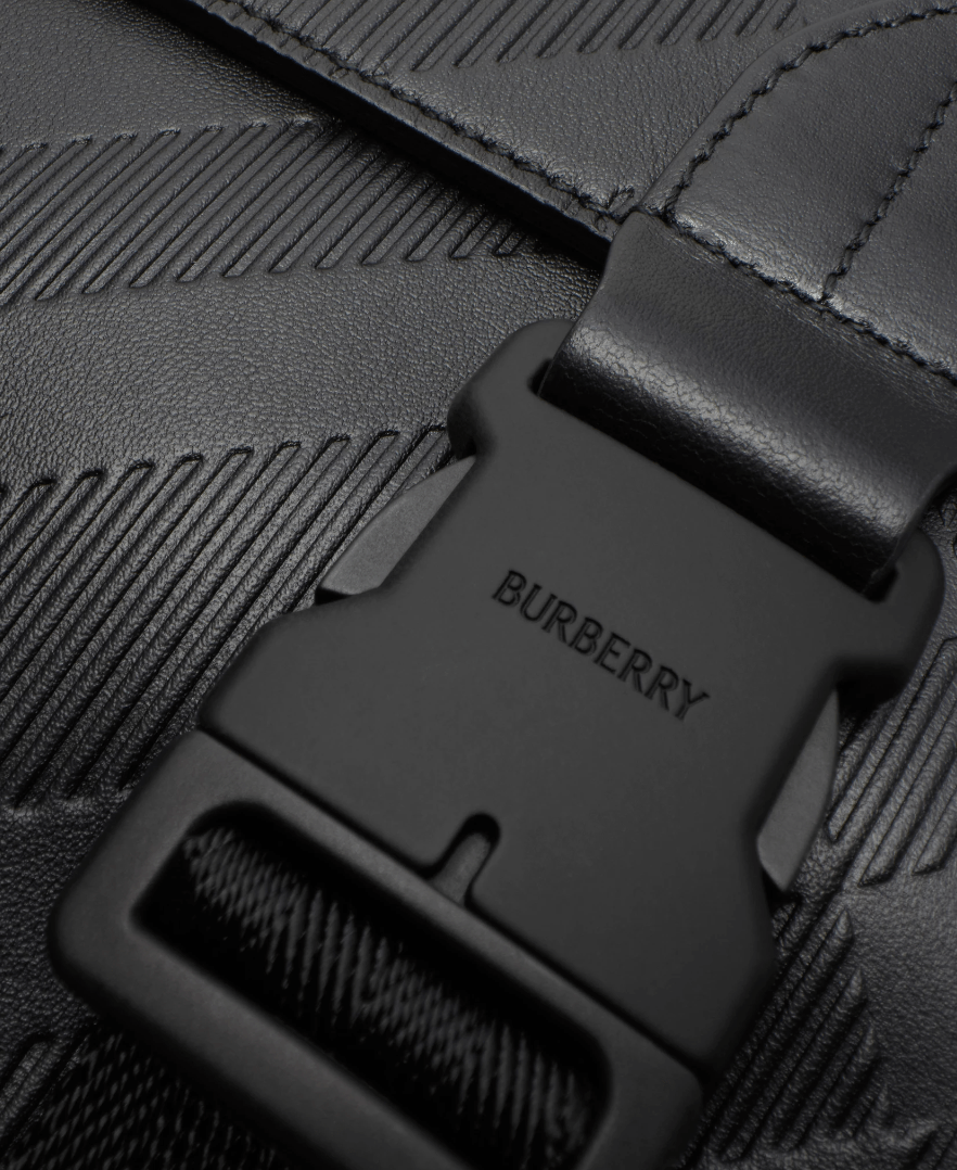 Embossed Check Buckle Messenger Bag