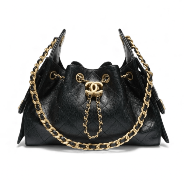 Chanel 25 Mini Handbag Black Grained Calfskin