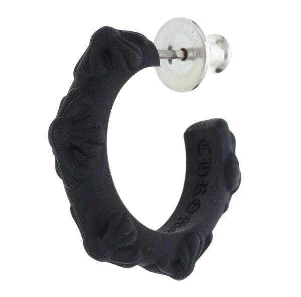 Chrome Hearts Silichrome CH Cross Single Hoop Earring Black 2025