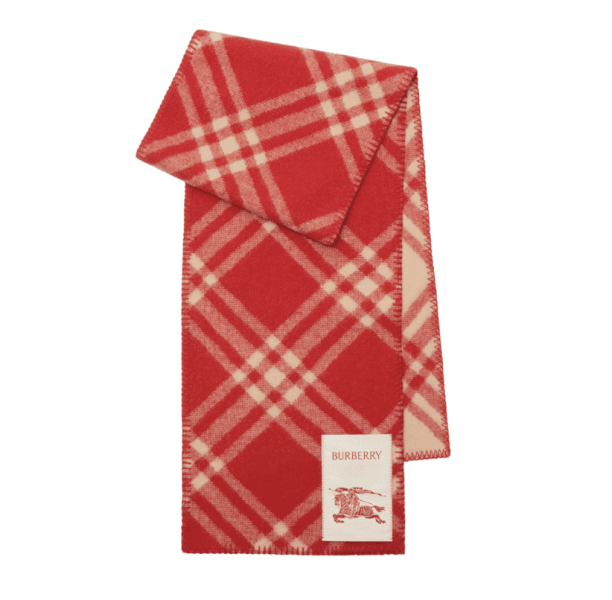 Check Wool Scarf - Crayon red