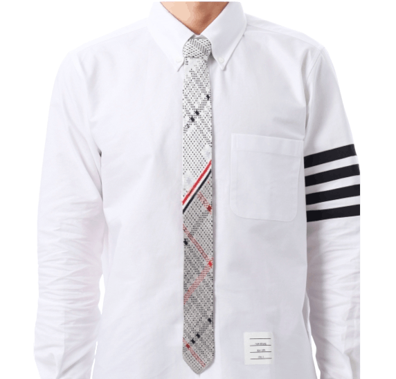 Plaid Check Jacquard Silk Knit - white