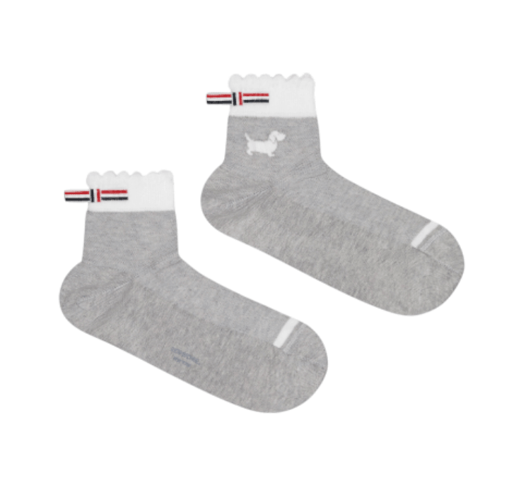 26SS Pointelle Stitch Hector Crew Socks - grey