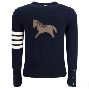 26SS Luna New Year Horse Intarsia V-Neck Wool Cardigan 