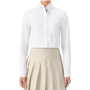 Classic Cropped Round-Collar Cotton Poplin Shirt 