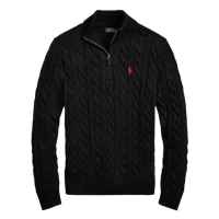 Polo Ralph Lauren Men Cable-Knit Cotton Quarter-Zip Jumper Black