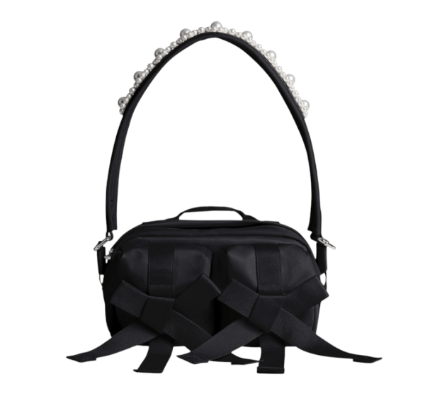 Beaded Classic Bow Crossbody Bag Black