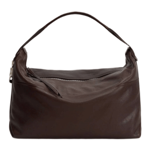 Lemaire Paper Lux Leather Berlingot Hobo Bag  Espresso