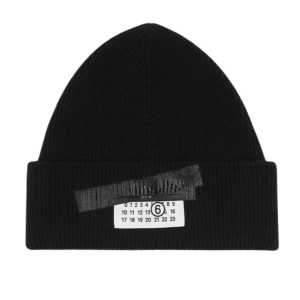 MM6 Maison Margiela Taped Label Wool Beanie Black