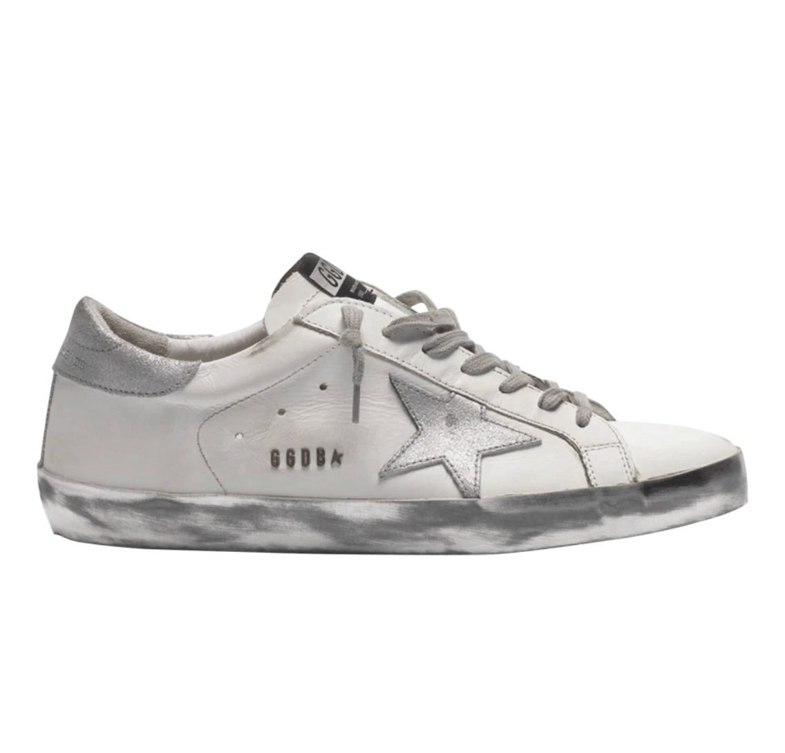 Golden Goose Superstar White Silver Heel Tab Sneakers