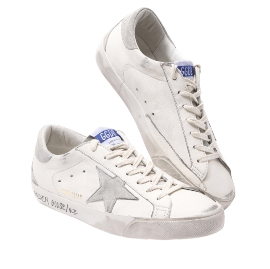 Golden Goose Superstar White Ice Gray Heel Tab Sneakers