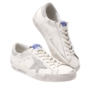 Golden Goose Superstar White Ice Gray Heel Tab Sneakers