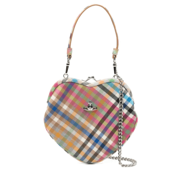 Vivienne Westwood Belle Heart Frame Heather Check Crossbody bag cotton multicolour