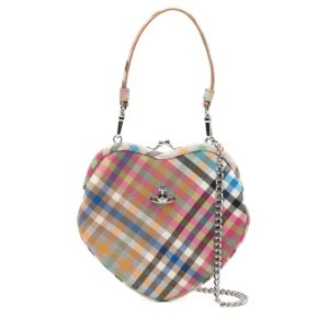 Vivienne Westwood Belle Heart Frame Heather Check Crossbody bag cotton multicolour