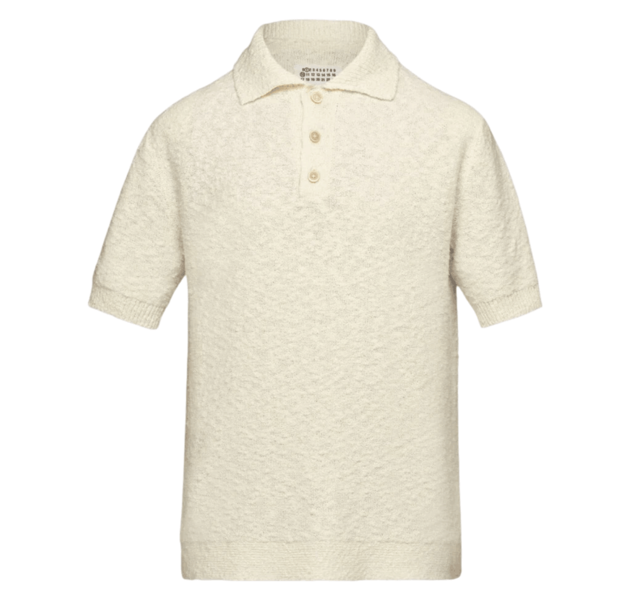 (W) Maison Margiela Nostalgic Boucle Knit Polo Shirt Off White