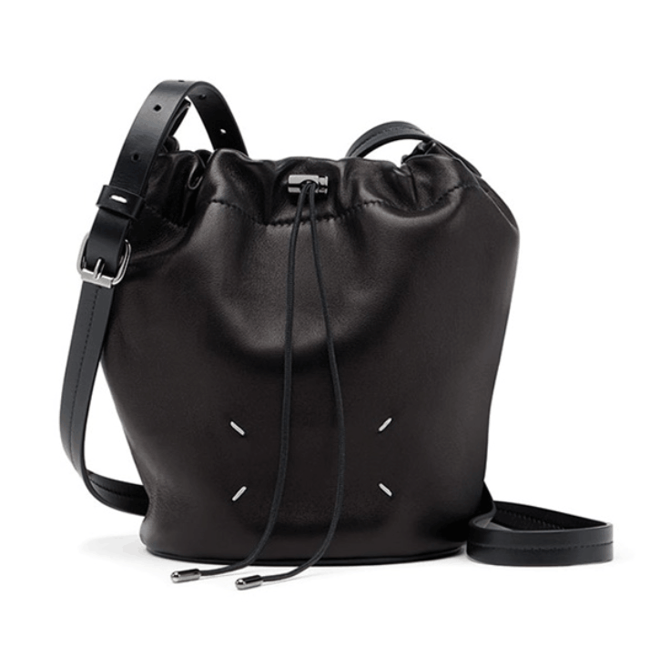 Drawstring Crossbody Bucket Black