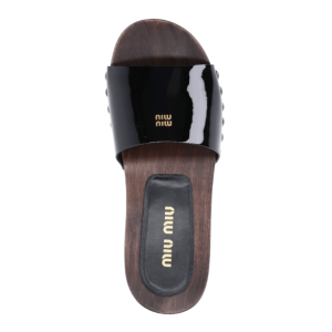 (W) Miu Miu Patent Leather Clogs Black