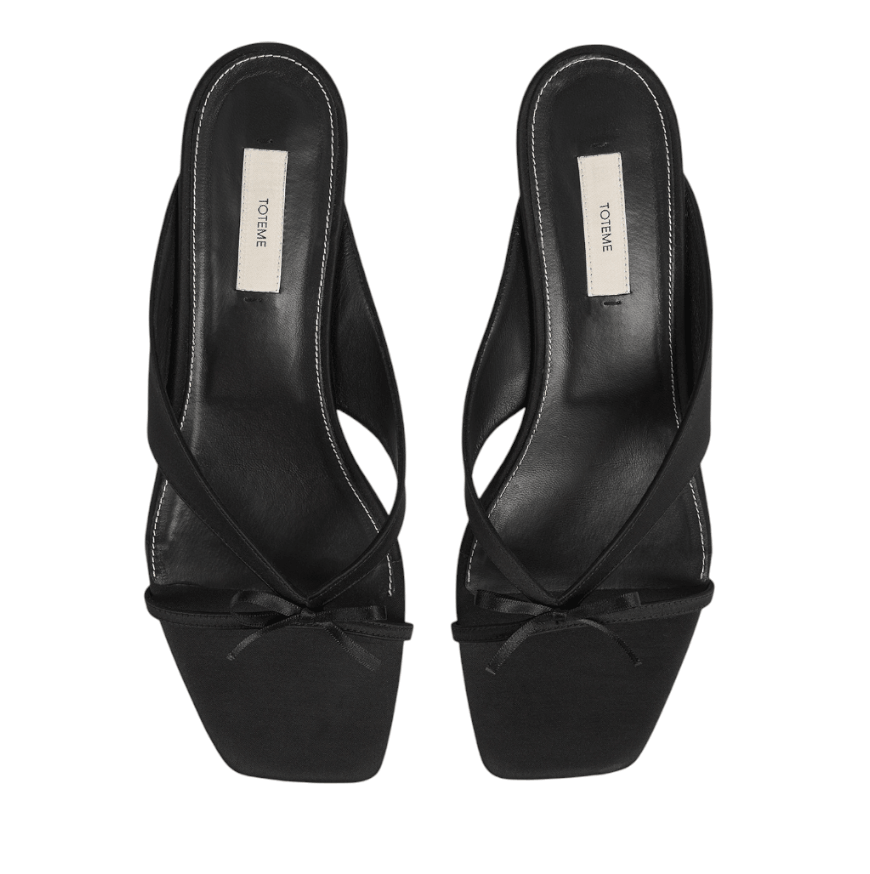 Bow Satin Sandals black