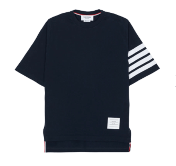 (W) Thom Browne Jersey 4-Bar Short Sleeve T-Shirt Navy
