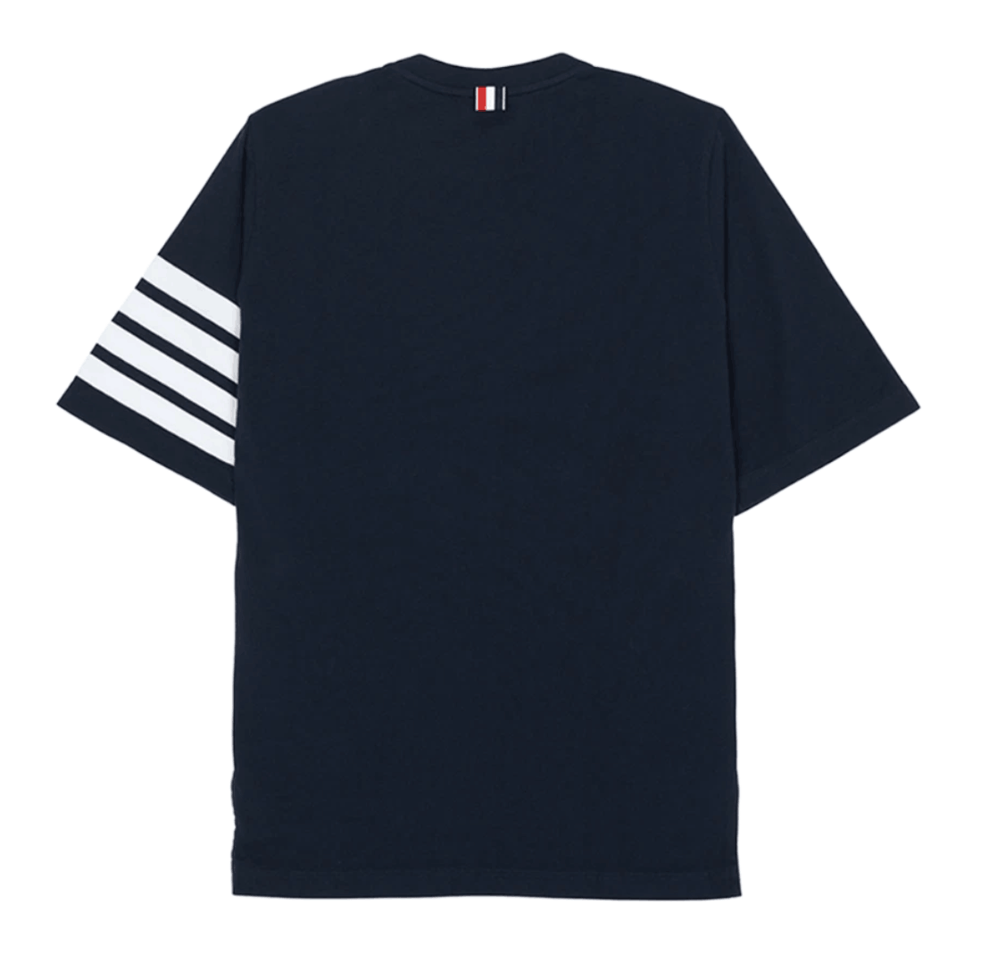 (W) Thom Browne Jersey 4-Bar Short Sleeve T-Shirt Navy